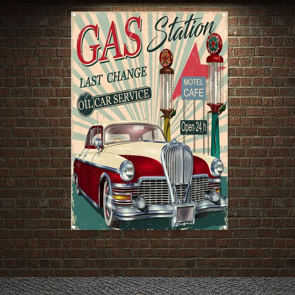 GAS Station Open 24 h Vintage  - Auto Repair Shop Open 评论和价格